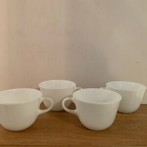 PYREX White Milk Glass Coffee Cups 8 oz Set Of 4 Vintage